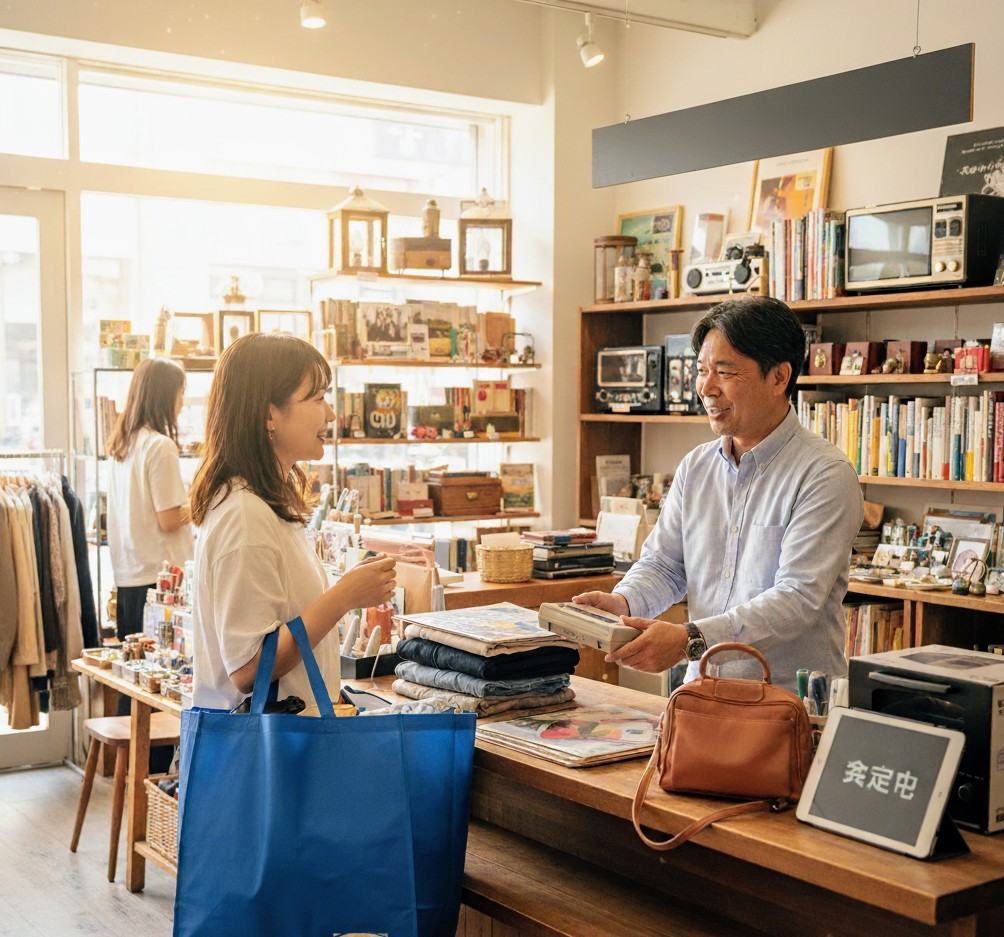 不用品をリサイクルショップに売りに行く