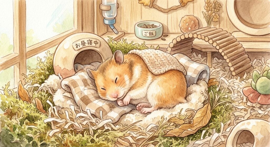 お昼寝しているハムスター